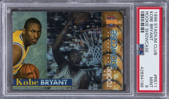 1996-97 Topps Stadium Club Rookie Showcase #RS11 Kobe Bryant Rookie Card - PSA MINT 9